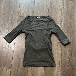 New Zara grey ribbed scoop neck  tee M